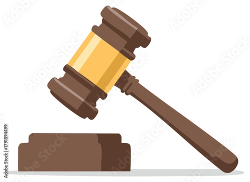 Wooden Gavel and Sound Block Illustration Representing Justice Law and Auction Decision