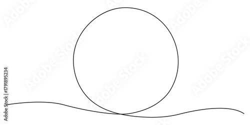 Circle frame in continuous line drawing style. Line art of round frame. Vector illustration.