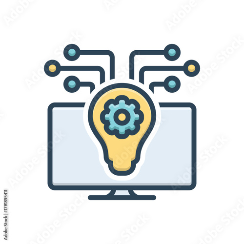 Color illustration icon for technology