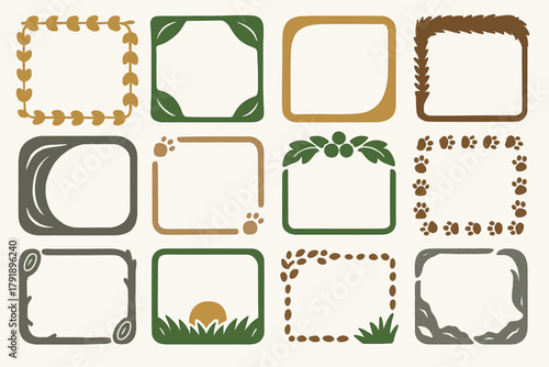 Least Chipmunk Nature Frames with Wildlife and Forest Elements