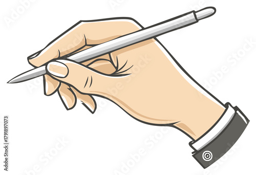 Stylized Hand Holding a Pen, Ready to Write or Draw