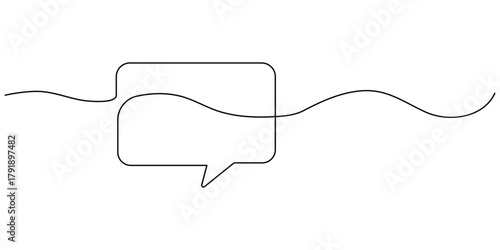 continuous one line of speech bubble. minimalist square single line doodle. vector illustration