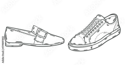 Stylish Shoe Vector Design Illustration. Hand drawn. 