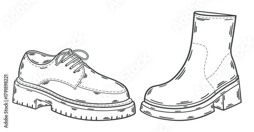 Stylish Shoe Vector Design Illustration. Hand drawn. 