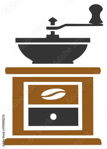 Retro hand crank coffee grinder mill vector illustration for cafe and coffee shop branding