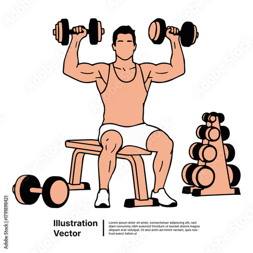 Fitness Enthusiast Performing Dumbbell Exercises A Workout Illustration Depicting Strength Training