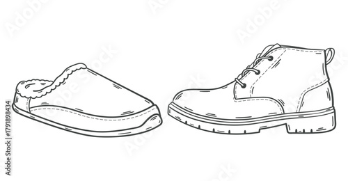 Stylish Shoe Vector Design Illustration. Hand drawn. 
