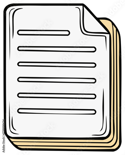 Stack of cartoon documents or papers with lined text for reports or agreements