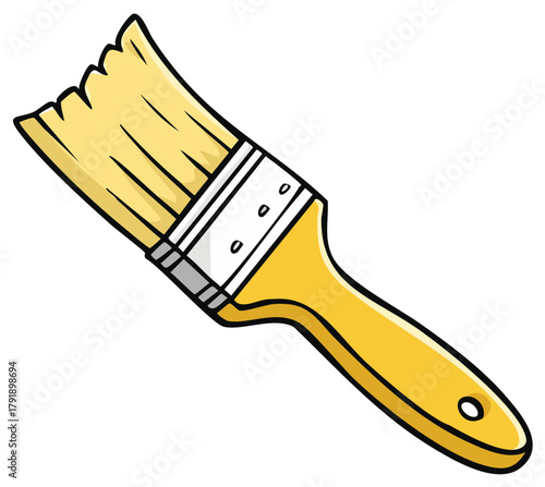 Yellow Paint Brush Cartoon Vector Illustration for Home Improvement