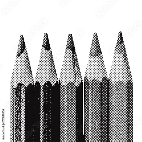 School pencils halftone grunge vector design element