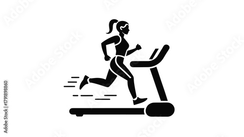 A woman runs on a treadmill, a silhouette of a person exercising indoors.