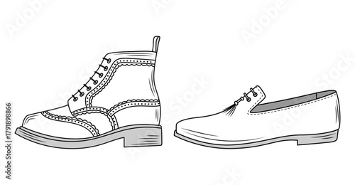 Stylish Shoe Vector Design Illustration. Hand drawn. 