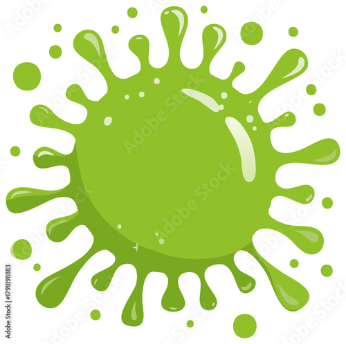 Green slime splash liquid paint blob cartoon graphic element background