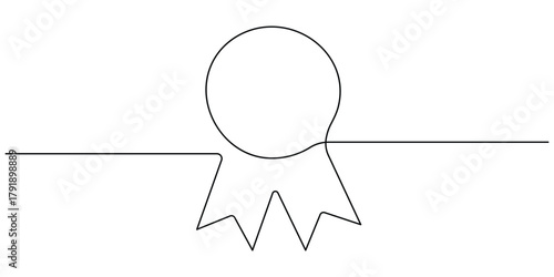 Award medal with ribbon continuous one line drawing design.