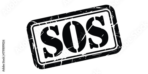 Distressed sos stamp symbol of emergency and distress