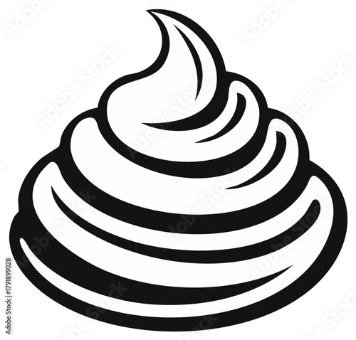 Stylized Cream Swirl Food Icon Sweet Dessert Topping Illustration Design