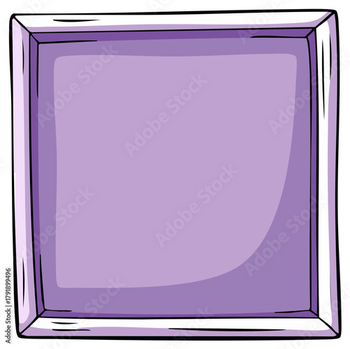 Empty purple square cartoon drawing with three dimensional border