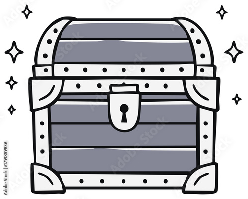 Vintage Treasure Chest with Lock and Sparkles