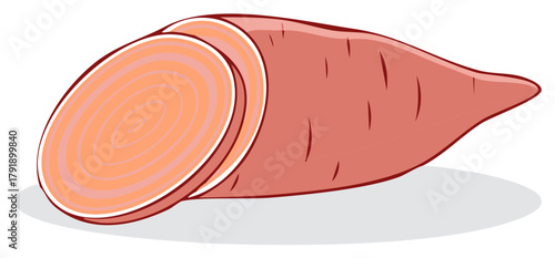 Sweet Potatoes with Slices Vegetables Organic Food Still Life