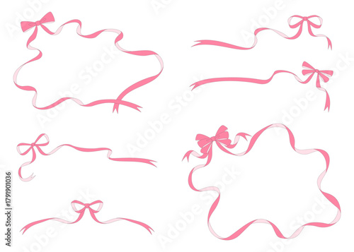 リボンのデコレーション素材のセット、フレーム