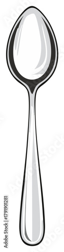 Spoon illustration utensil for food preparation cooking and eating meals with grey tones