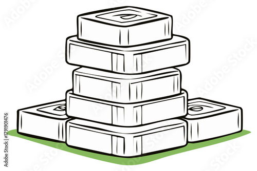 Outline drawing of traditional game tiles stacked in a pyramid formation