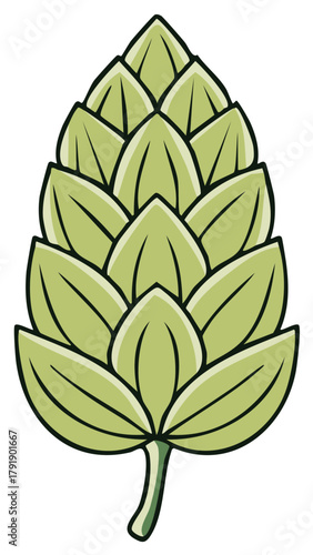 Hops cone illustration for brewing beer single green element vector graphic