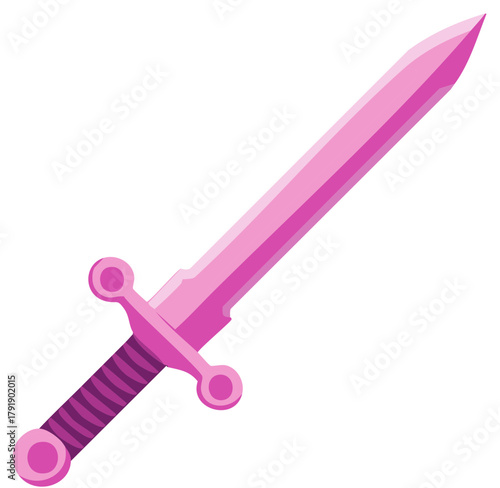 Fanciful Pink Sword Weapon with Ornate Guard and Gripped Handle