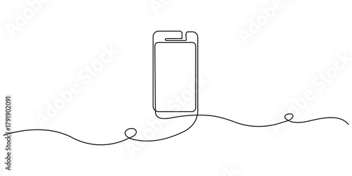 Smartphone symbol in continuous line drawing style. Line art of phone icon, mobile phone concept. One line drawing.