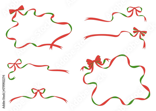 リボンのデコレーション素材のセット、フレーム