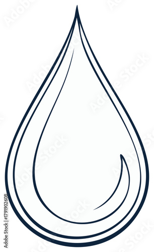 Stylized water drop line art icon. Simple clean liquid symbol for nature or hydration.