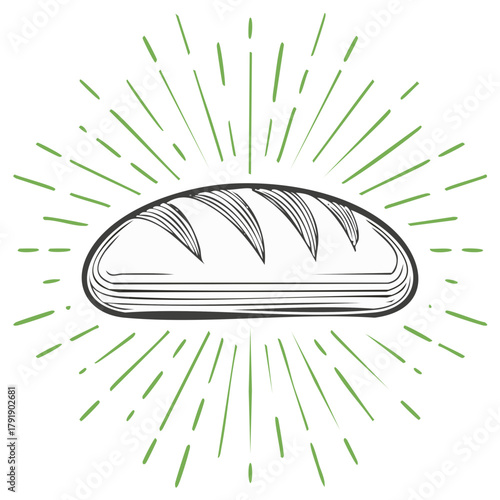 Artisan Bread Vector Graphic with Light Burst for Bakery Products