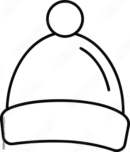 Simple line art knitted winter hat with pom beanie