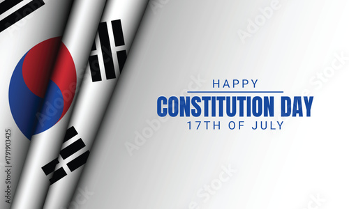 Happy constitution day banner with korean flag and text 17th of july