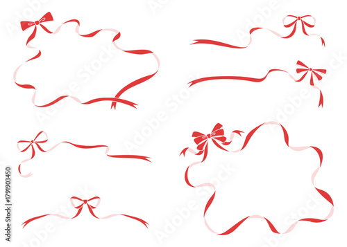 リボンのデコレーション素材のセット、フレーム