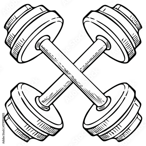 Crossed dumbbells illustration for fitness and weightlifting