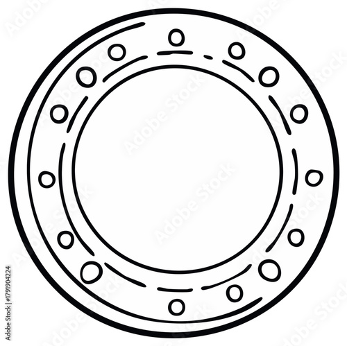 Hand drawn doodle of a round mechanical ball bearing or abstract circular frame.
