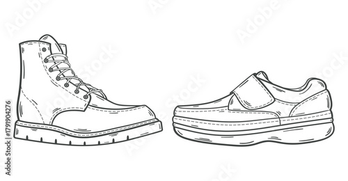 Stylish Shoe Vector Design Illustration. Hand drawn. 