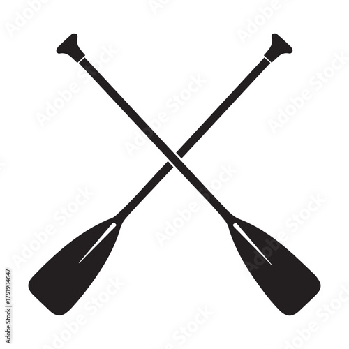 Crossed canoe boat paddle silhouette vector illustration design on white background