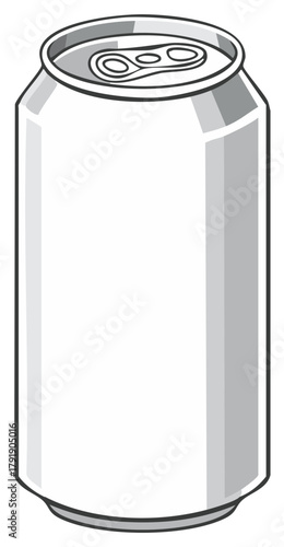 Refreshing blank aluminum beverage can isolated with metallic finish vector illustration