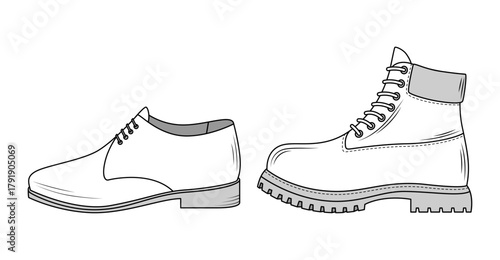 Stylish Shoe Vector Design Illustration. Hand drawn. 