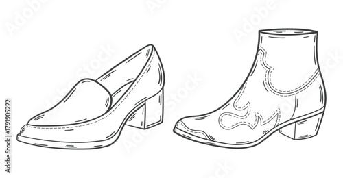 
Elegant High Heel Shoe Line Art Illustration. hand drawn.