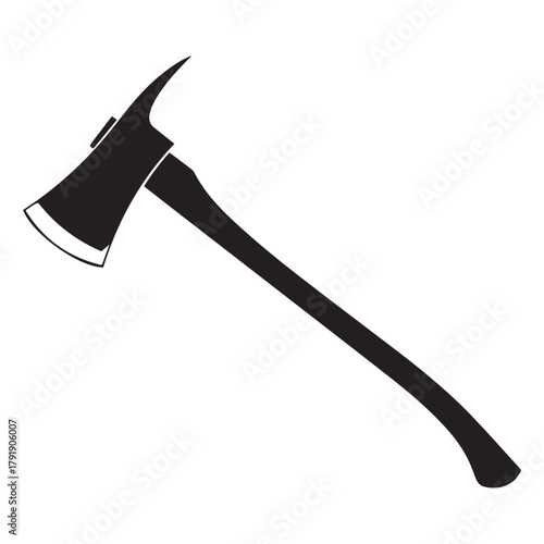 Black fire axe silhouette isolated on white background. Fire axe icon vector illustration
