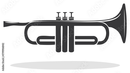 Stylized Trumpet Graphic Silhouette Musical Instrument Illustration