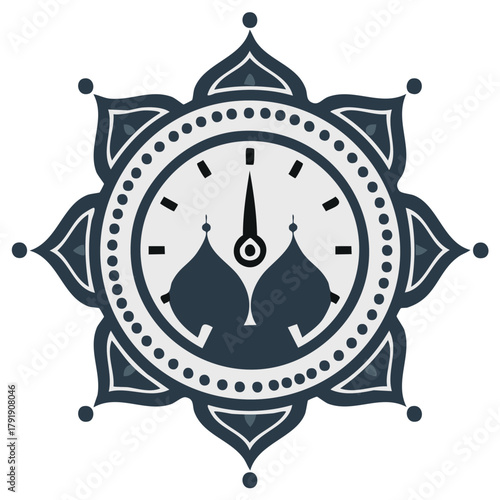 Decorative Ornamental Clock with Eastern Design Elements