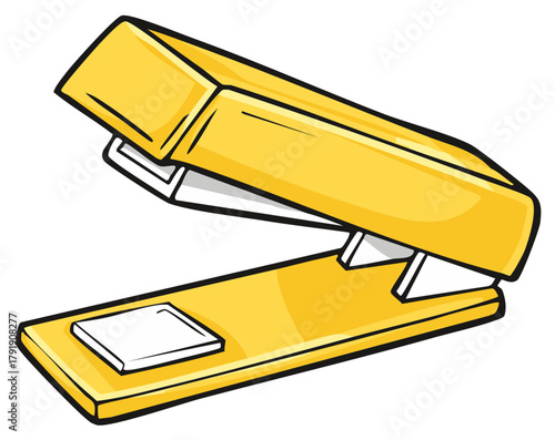 Bright yellow stapler illustration ready for use cartoon clip art style