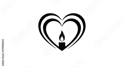 Symbolic heart with glowing candle flame representing love and remembrance