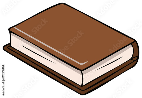 Brown Hardcover Book Illustration Isolated Simple Cartoon Style for Education Knowledge and Learning