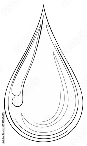 Water Drop Illustration Fluid Shape Outline Graphic Element Liquid Concept Minimalist