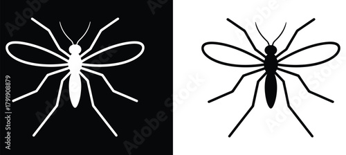 Minimalist Mosquito Icon Vector Flat Design Illustration